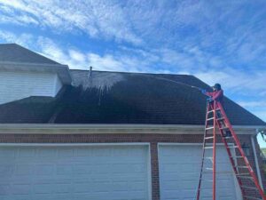 Soft washing a roof